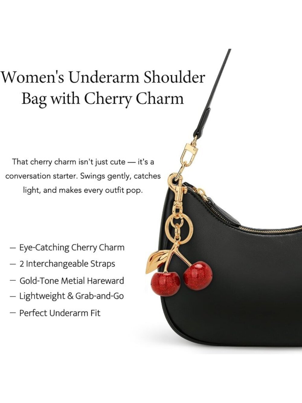 Women's Bag Black Leather Cute Hobo Shoulder Handbags Retro Clutch Stylish Purse - Picture 4 of 7